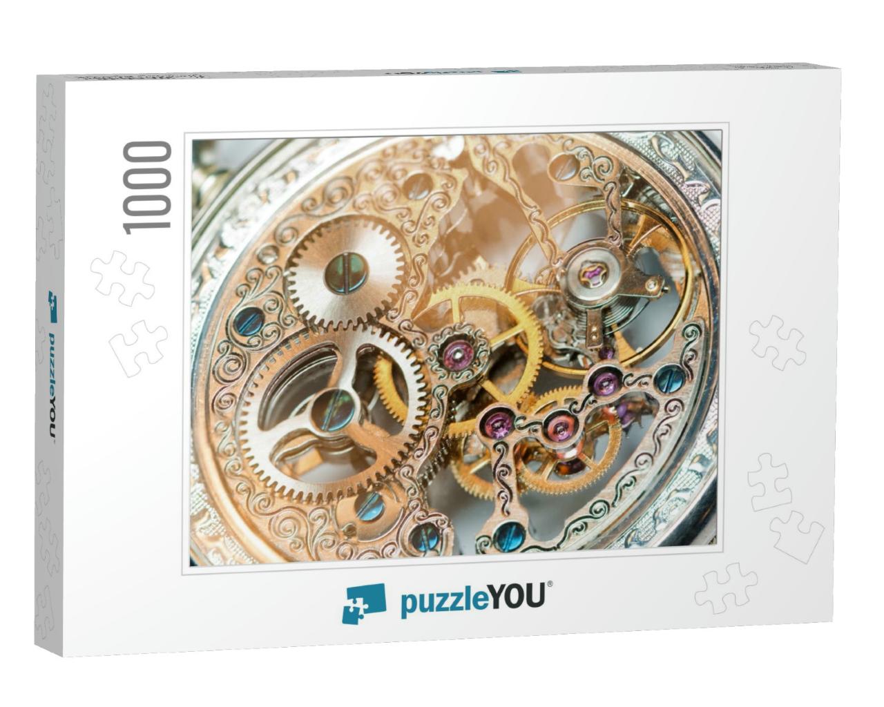 Close View of a Vintage Beautiful Watch Mechanism... Jigsaw Puzzle with 1000 pieces