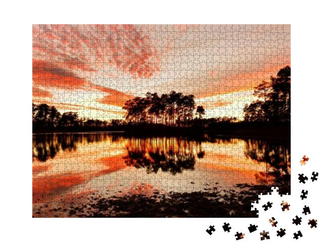 Long Pine Key Lake At Sunset, Everglades National Park, F... Jigsaw Puzzle with 1000 pieces