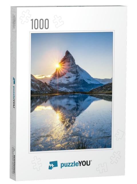 Riffelsee & Matterhorn Mountain in Swiss, Canton of Valai... Jigsaw Puzzle with 1000 pieces