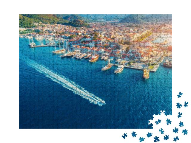Aerial View of Boats, Yachts, Floating Ship & Beautiful A... Jigsaw Puzzle with 1000 pieces