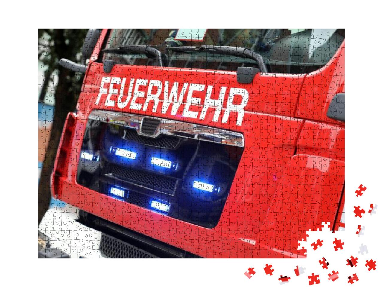 German Fire Engine in Action with Alarm Light / Feuerwehr... Jigsaw Puzzle with 1000 pieces