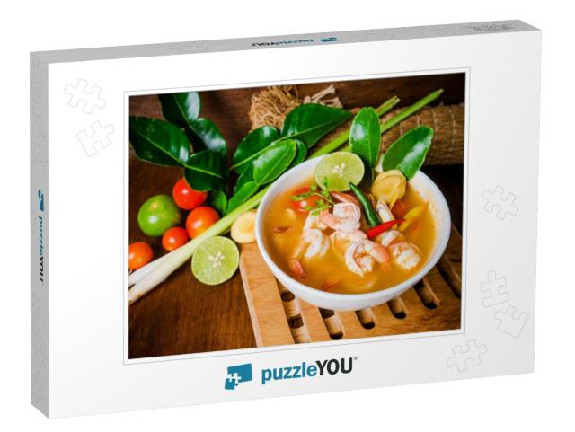 Tom Yam Kong or Tom Yum, Tom Yam is a Spicy Clear Soup Ty... Jigsaw Puzzle