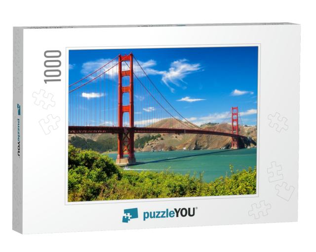 Golden Gate Bridge Vivid Day Landscape, San Francisco... Jigsaw Puzzle with 1000 pieces
