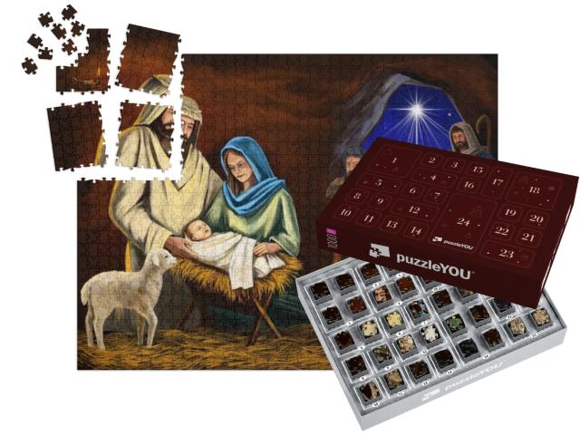 Christmas Story. Christmas Night, Mary, Joseph & the Baby... | Jigsaw Puzzle Advent Calendar