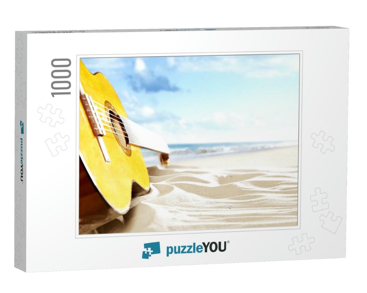 On a Sunny Beach Guitar & Suitcase... Jigsaw Puzzle with 1000 pieces