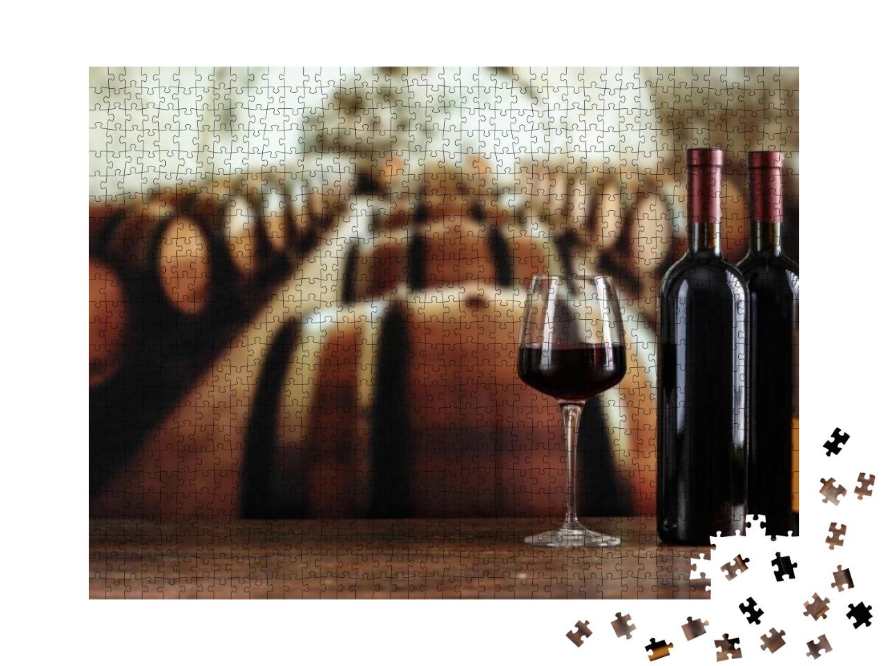 Wine Cellar with Wine Bottle & Glasses. with Space for Te... Jigsaw Puzzle with 1000 pieces