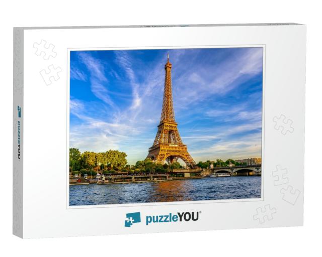 Paris Eiffel Tower & River Seine At Sunset in Paris, Fran... Jigsaw Puzzle