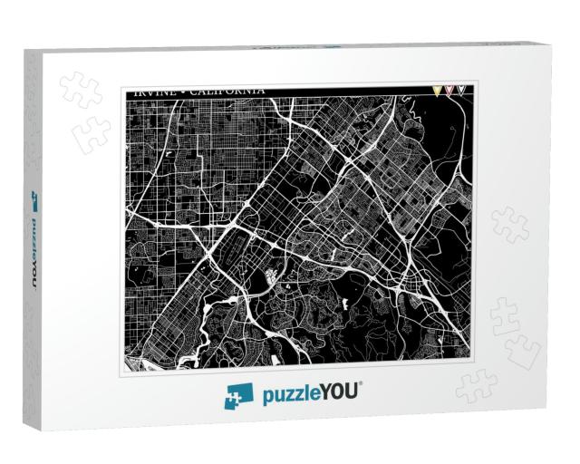 Simple Map of Irvine, California, Usa. Black & White Vers... Jigsaw Puzzle