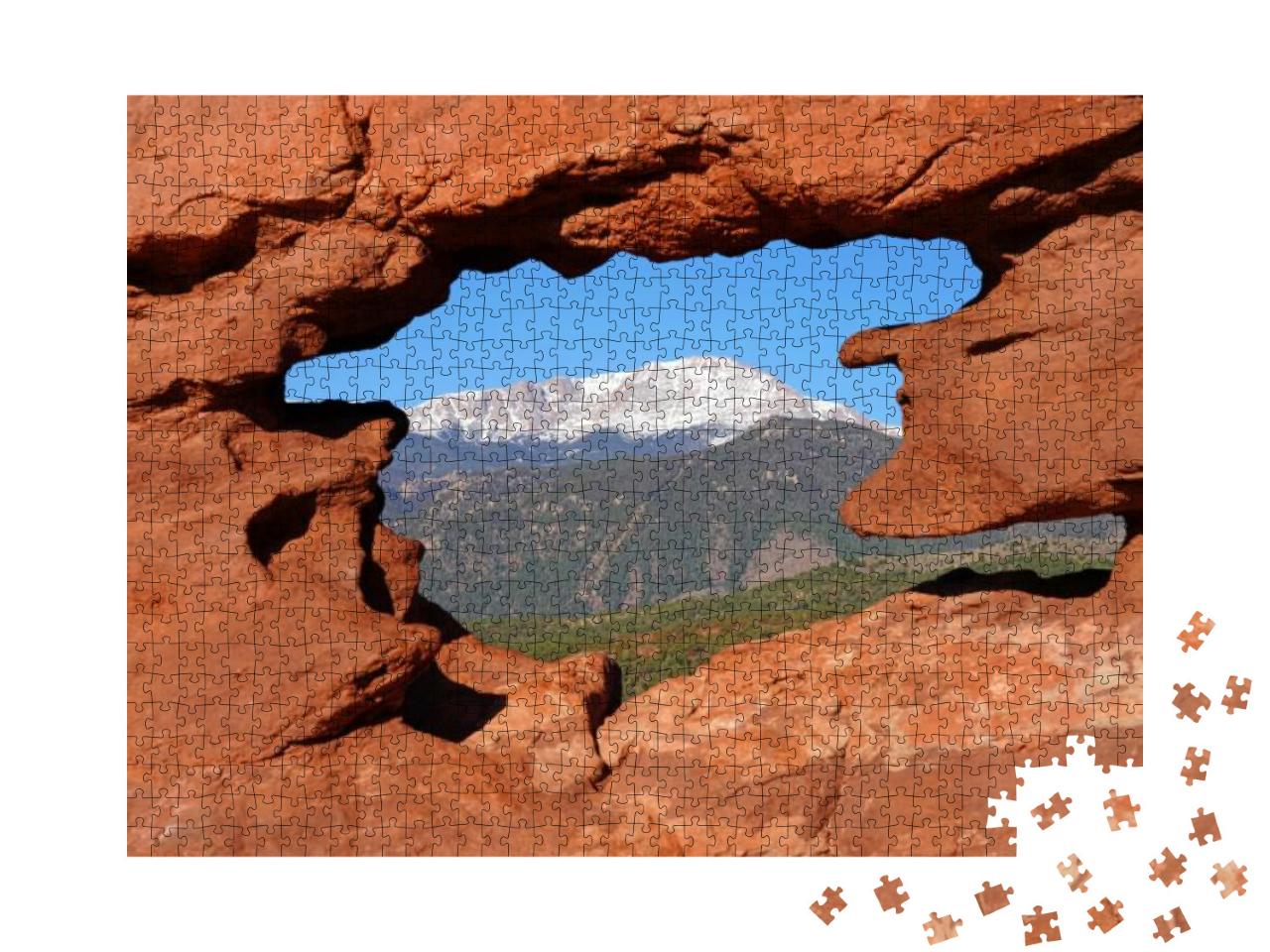View of Pikes Peak Through the Hole in the Siamese Twins... Jigsaw Puzzle with 1000 pieces