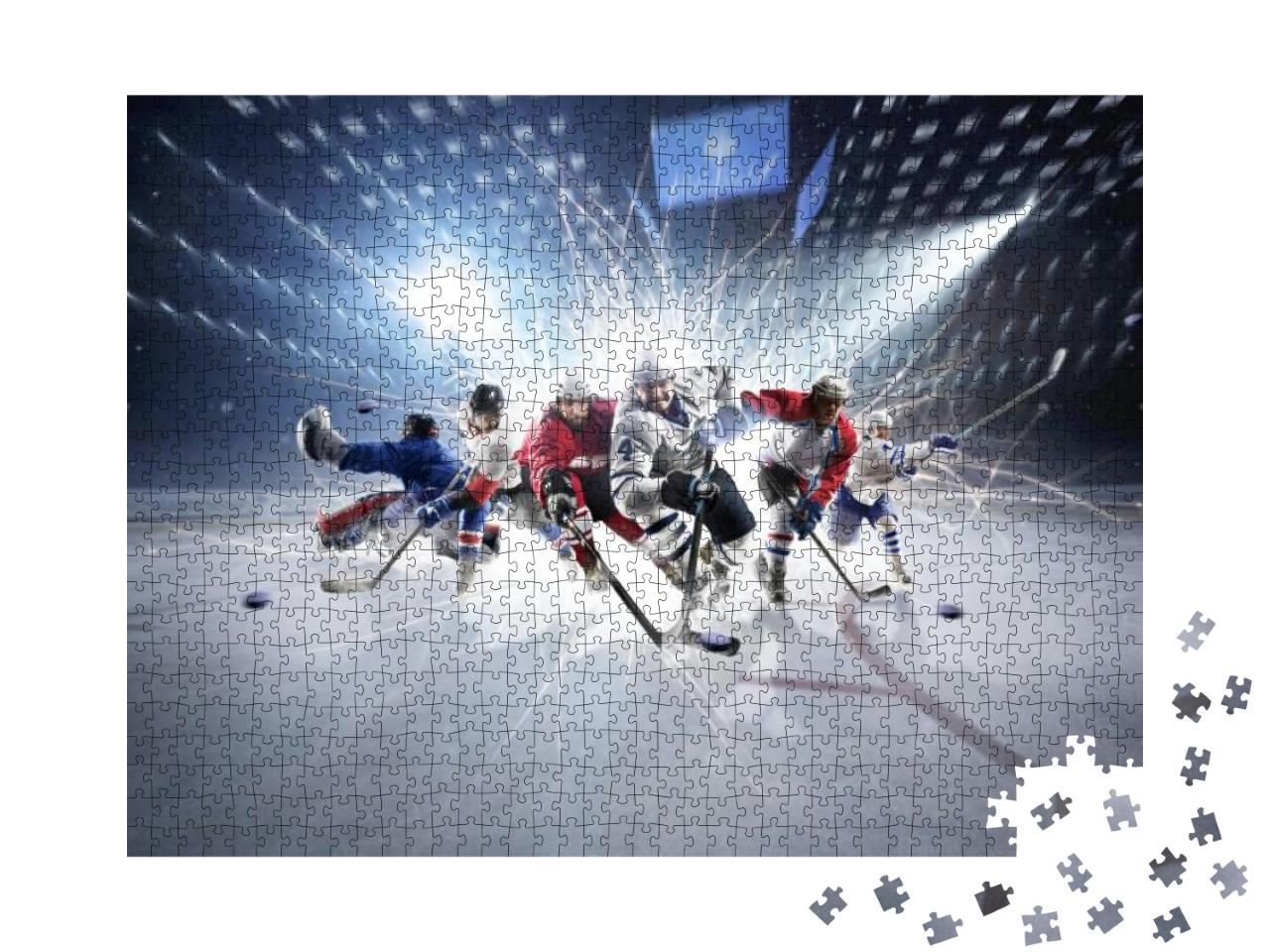 Collage from Hockey Players in Action... Jigsaw Puzzle with 1000 pieces