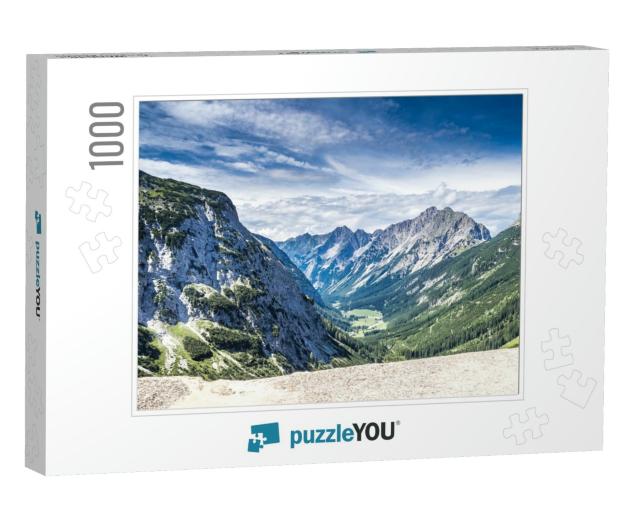 Panoramic View to Karwendel Valley, Austrian Alps... Jigsaw Puzzle with 1000 pieces