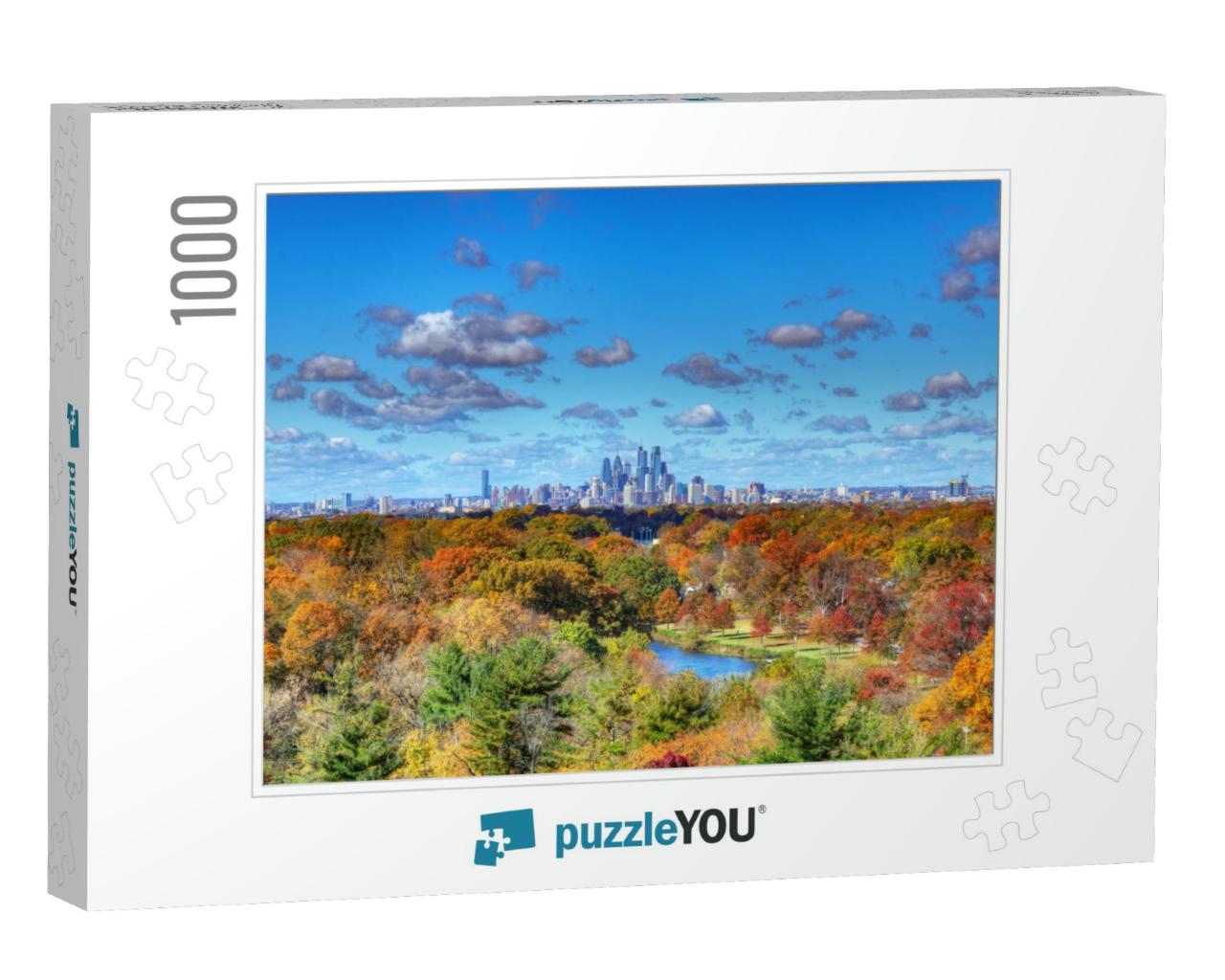 Center City Philadelphia Skyline with Fall Colors... Jigsaw Puzzle with 1000 pieces