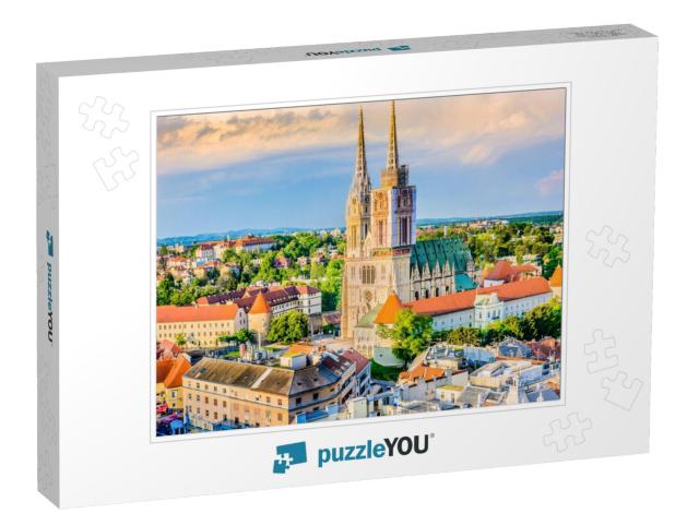 Aerial View on Cathedral in Zagreb City, Capital Town of... Jigsaw Puzzle