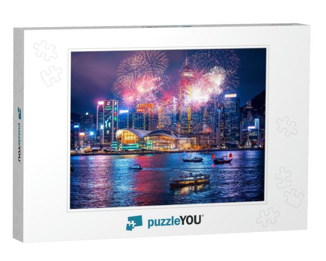 Firework Show in Hong Kong Victoria Harbor... Jigsaw Puzzle