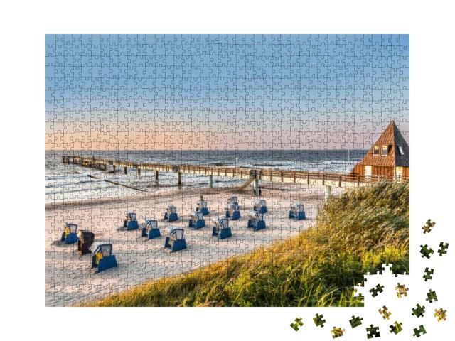 Beach Chairs in Morning Light At the Baltic Sea... Jigsaw Puzzle with 1000 pieces