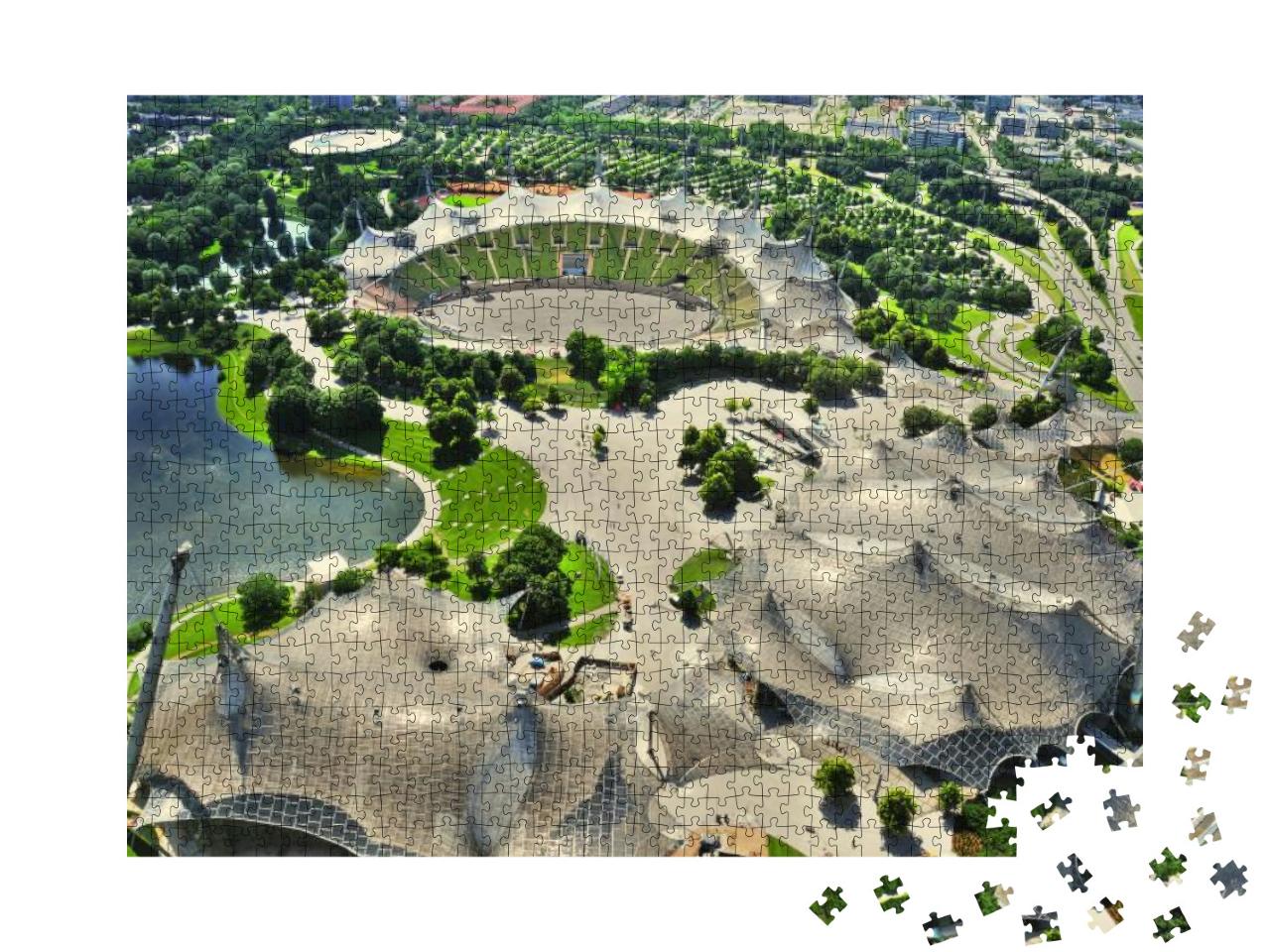 Stadium of the Olympia Park in Munich, Germany, is an Oly... Jigsaw Puzzle with 1000 pieces