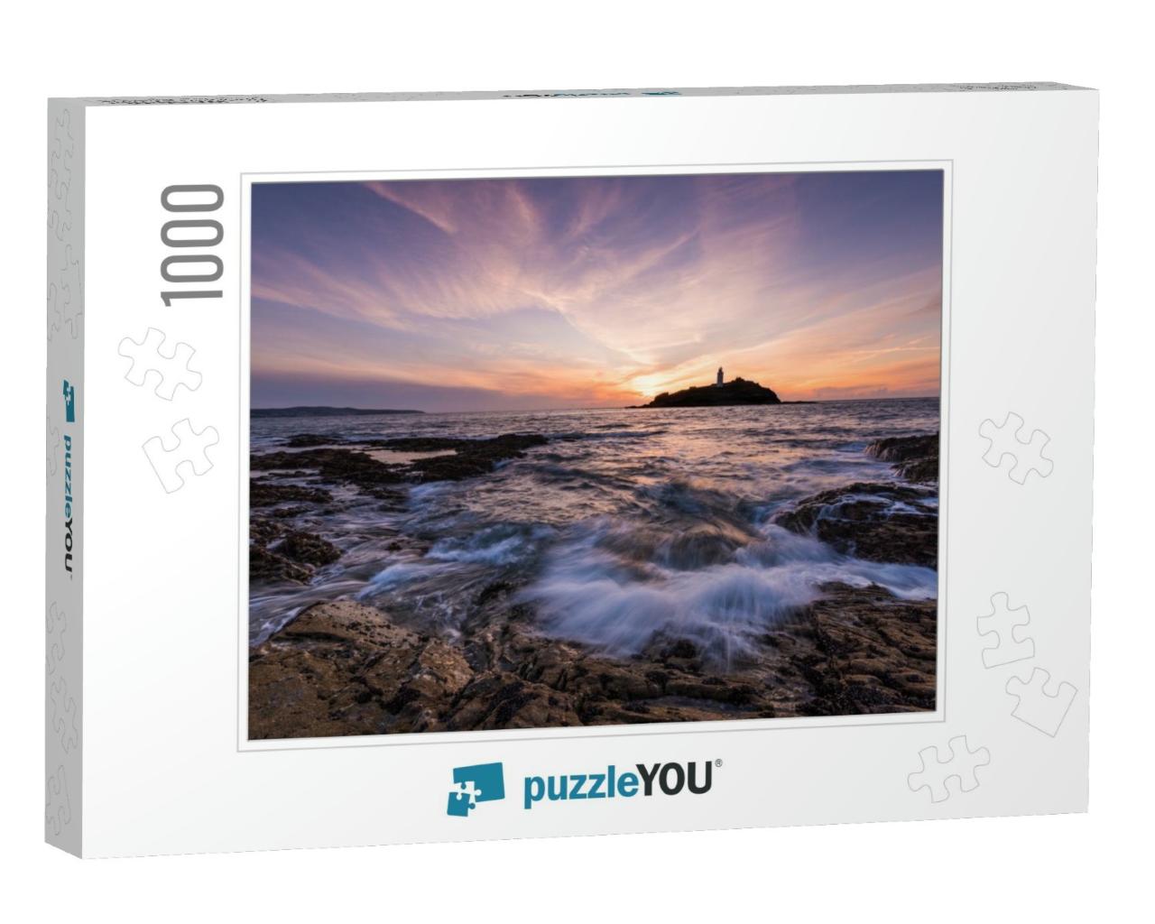 Godrevy Lighthouse, Cornwall - Long Exposure Seascape in... Jigsaw Puzzle with 1000 pieces