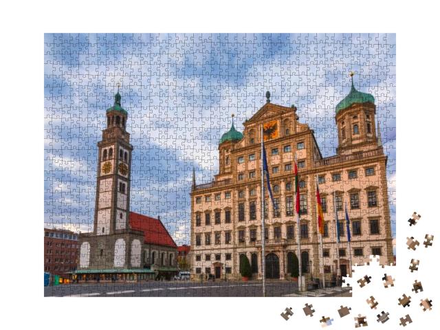Augsburg Cityscape with Perlach Tower Perlachturm & Town... Jigsaw Puzzle with 1000 pieces