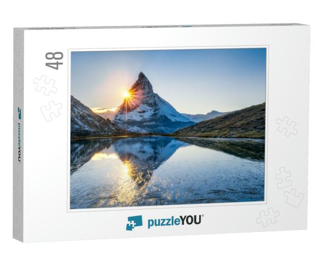 Riffelsee & Matterhorn Mountain in Swiss, Canton of Valai... Jigsaw Puzzle with 48 pieces