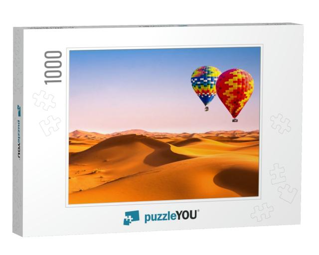 Travel Concept. Amazing View of Sand Dunes with Hot Air B... Jigsaw Puzzle with 1000 pieces