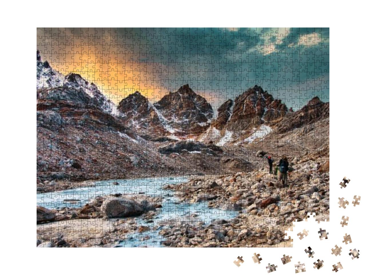 Gokyo Ri, Everest Trek At Sunrise. Highest Fresh Water La... Jigsaw Puzzle with 1000 pieces
