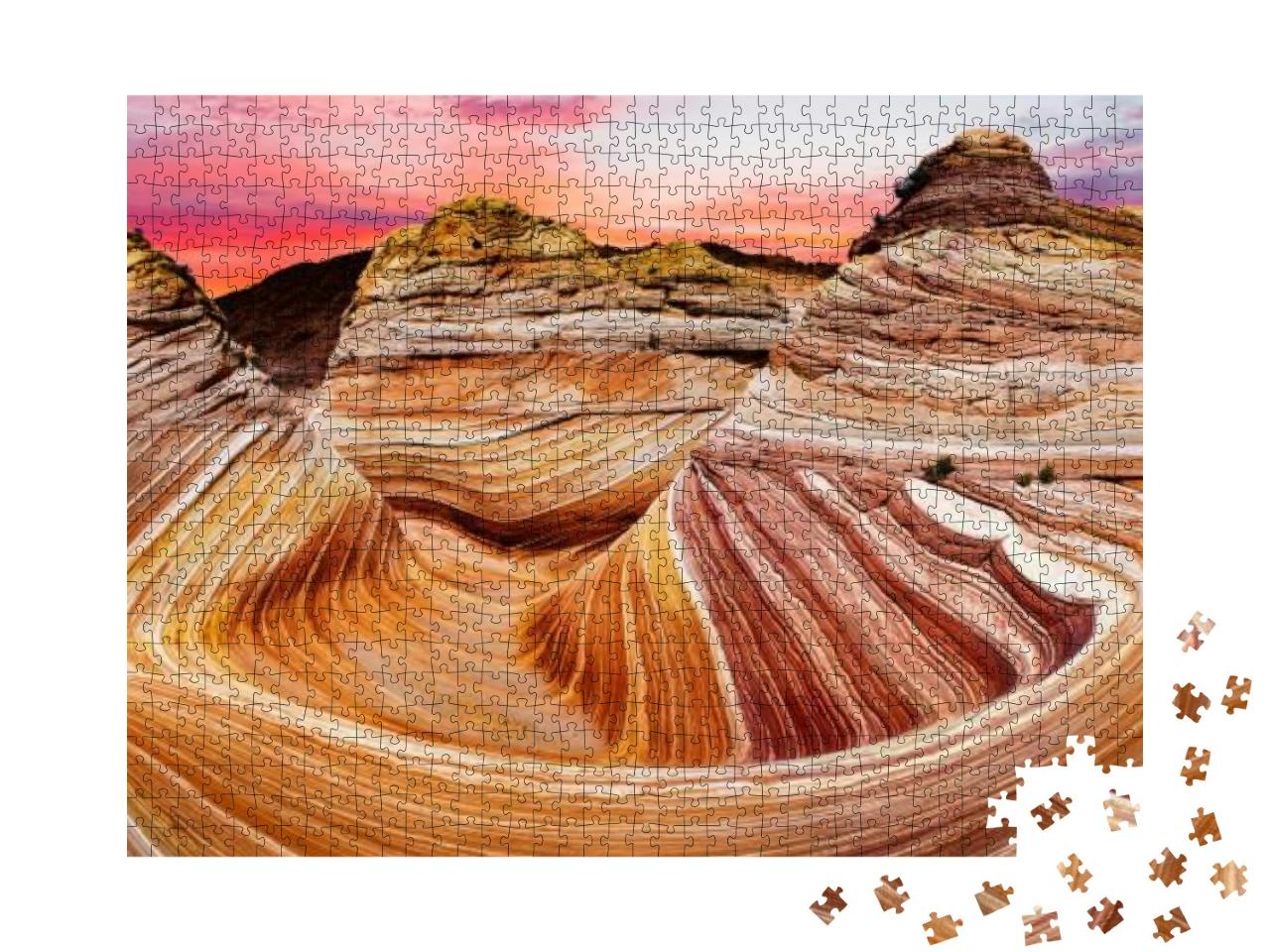 Sunset Over the Wave in Arizona in the Usa. the Wave is a... Jigsaw Puzzle with 1000 pieces
