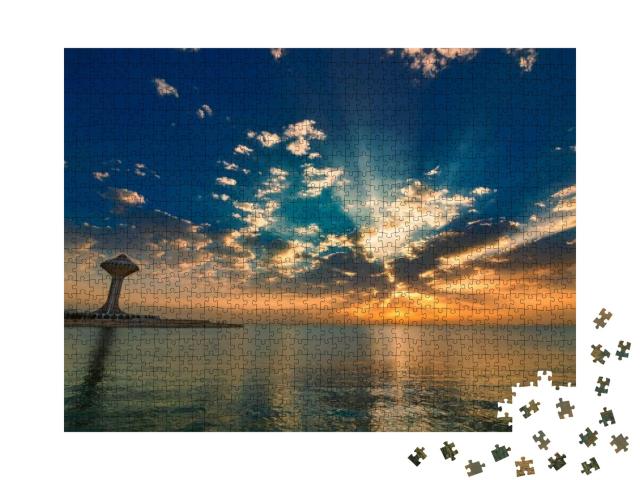 Beautiful Sunrise Rays At Khobar Corniche-Saudi Arabia... Jigsaw Puzzle with 1000 pieces