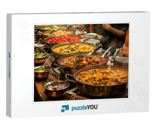 Oriental Food - Indian Takeaway At a London's Market... Jigsaw Puzzle