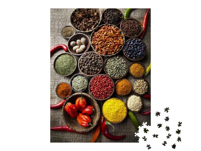 Spice Still Life, Wooden Bowl... Jigsaw Puzzle with 1000 pieces