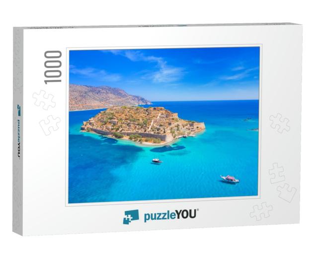 View of the Island of Spinalonga with Calm Sea. Here Were... Jigsaw Puzzle with 1000 pieces