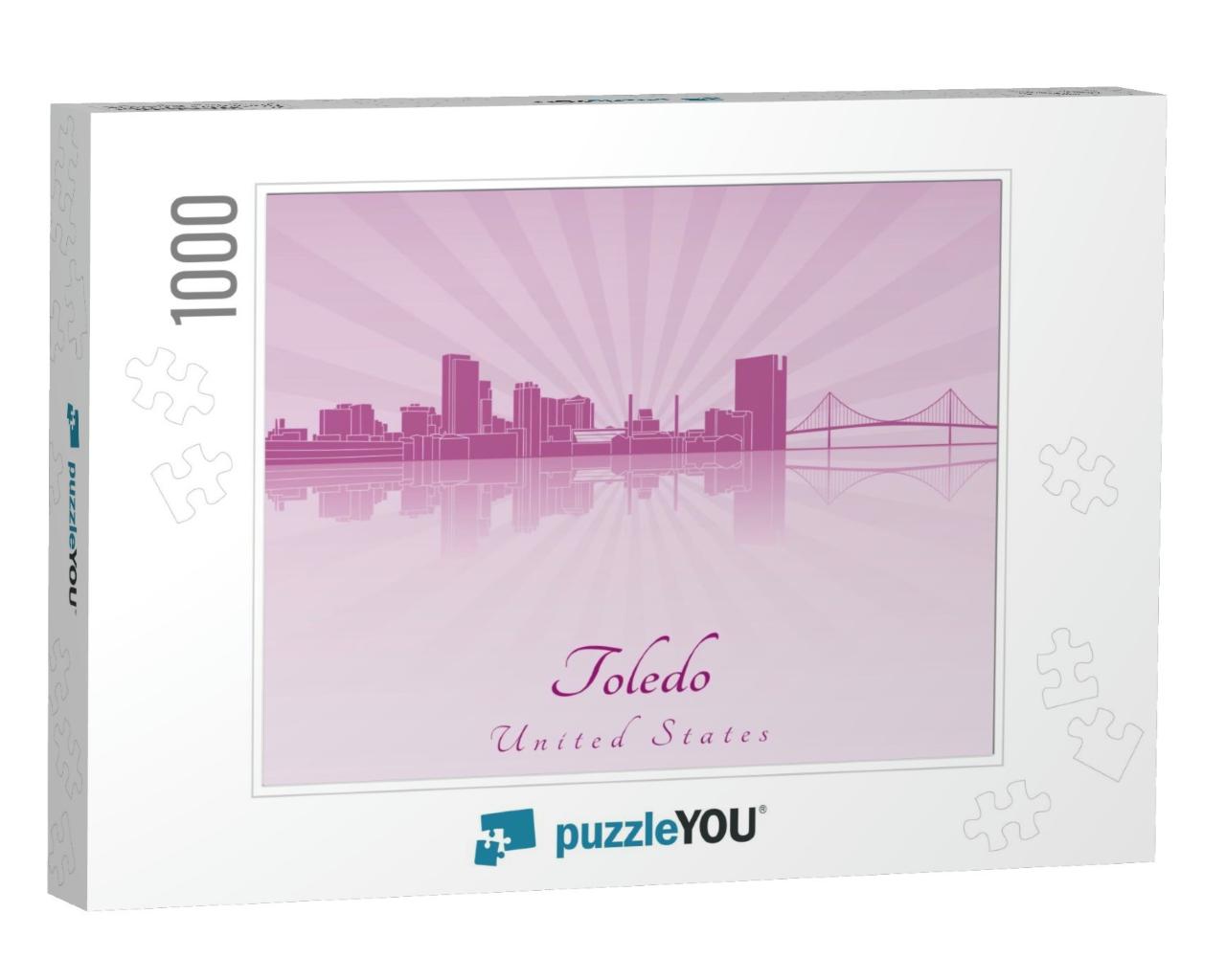 Toledo Oh Skyline in Purple Radiant Orchid... Jigsaw Puzzle with 1000 pieces
