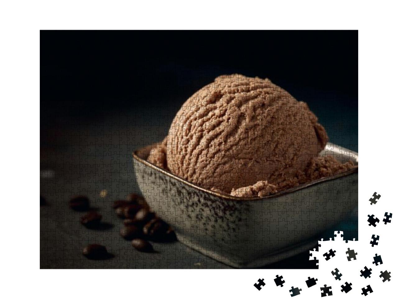 Scoop of Tasty Chocolate Gelato with Creamy Texture in Sq... Jigsaw Puzzle with 1000 pieces