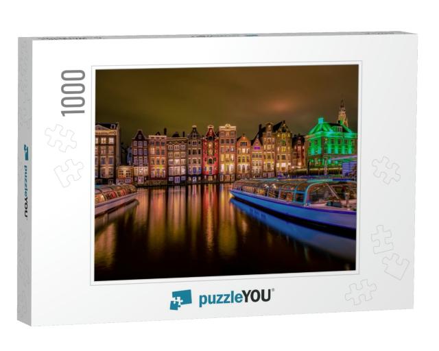 Amsterdam Canals in the Evening Light, Dutch Canals in Am... Jigsaw Puzzle with 1000 pieces