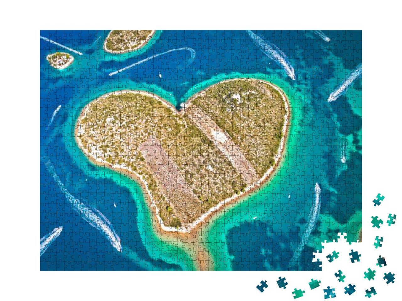 Heart Shaped Island of Galesnjak in Zadar Archipelago Aer... Jigsaw Puzzle with 1000 pieces