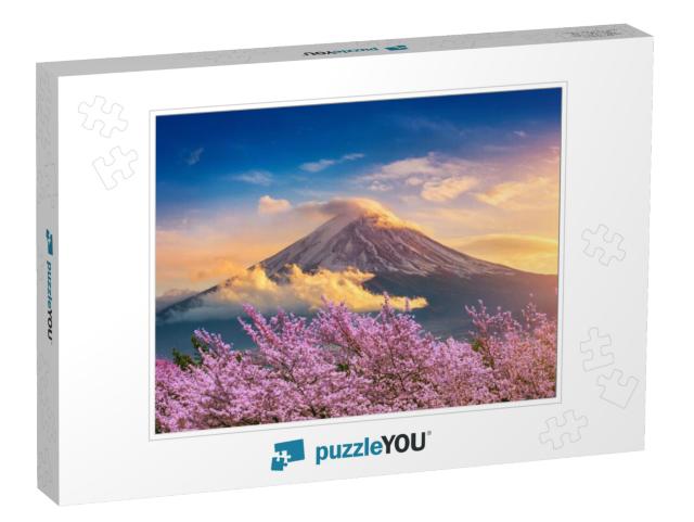 Fuji Mountain & Cherry Blossoms in Spring, Japan... Jigsaw Puzzle