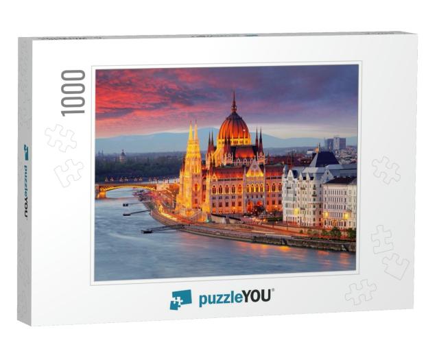 Hungarian Parliament, Budapest At Sunset... Jigsaw Puzzle with 1000 pieces