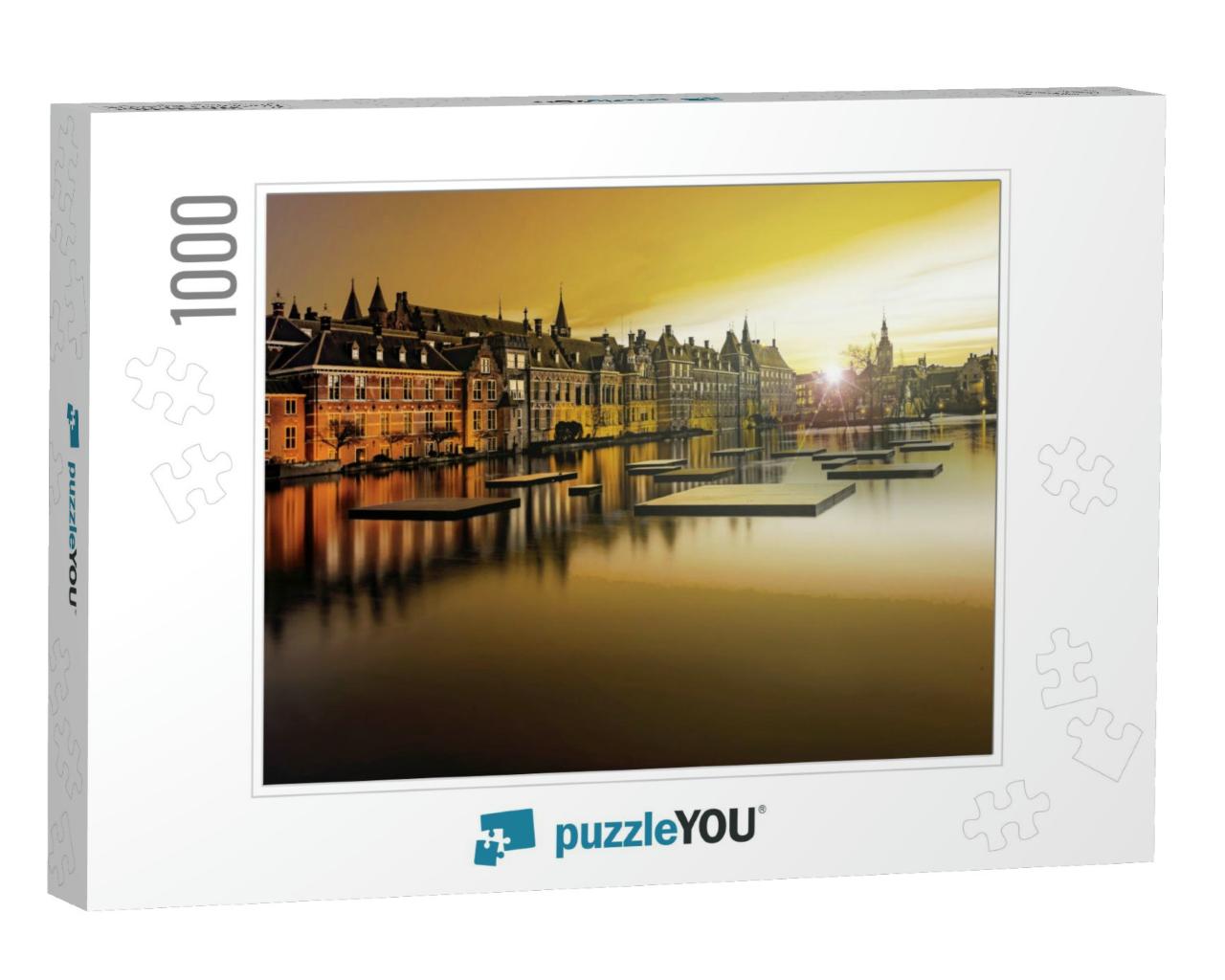 Sunset on the Binnenhof Building & the Hague City Reflect... Jigsaw Puzzle with 1000 pieces