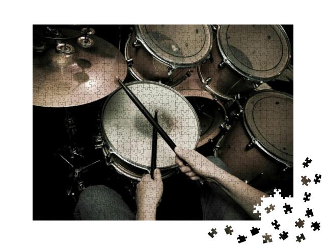 The Drummer in Action. a Photo Close Up Process Play on a... Jigsaw Puzzle with 1000 pieces