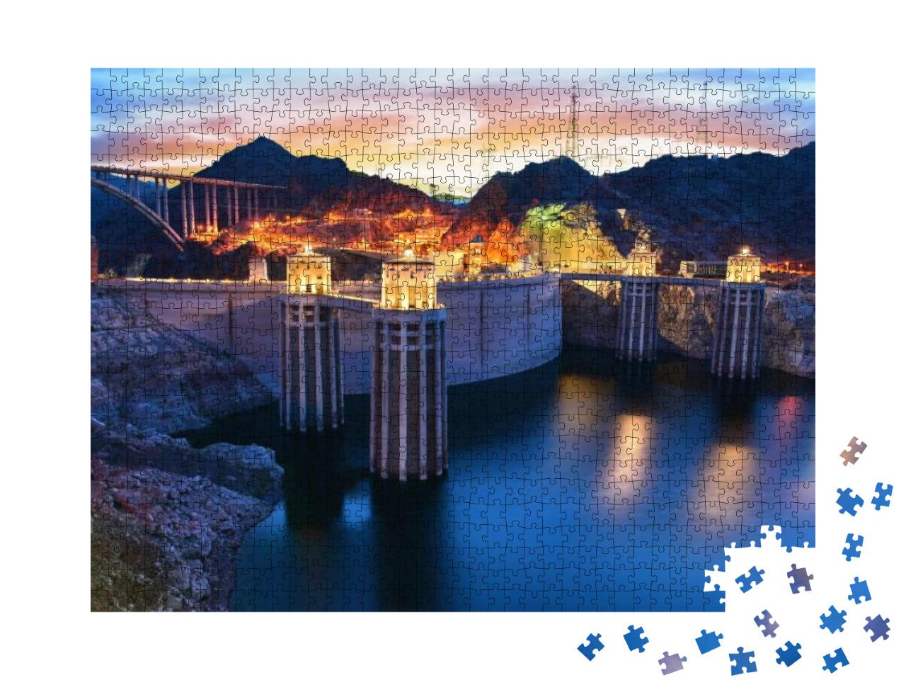 Evening View of the Hoover Dam in Boulder, Nevada, Usa... Jigsaw Puzzle with 1000 pieces