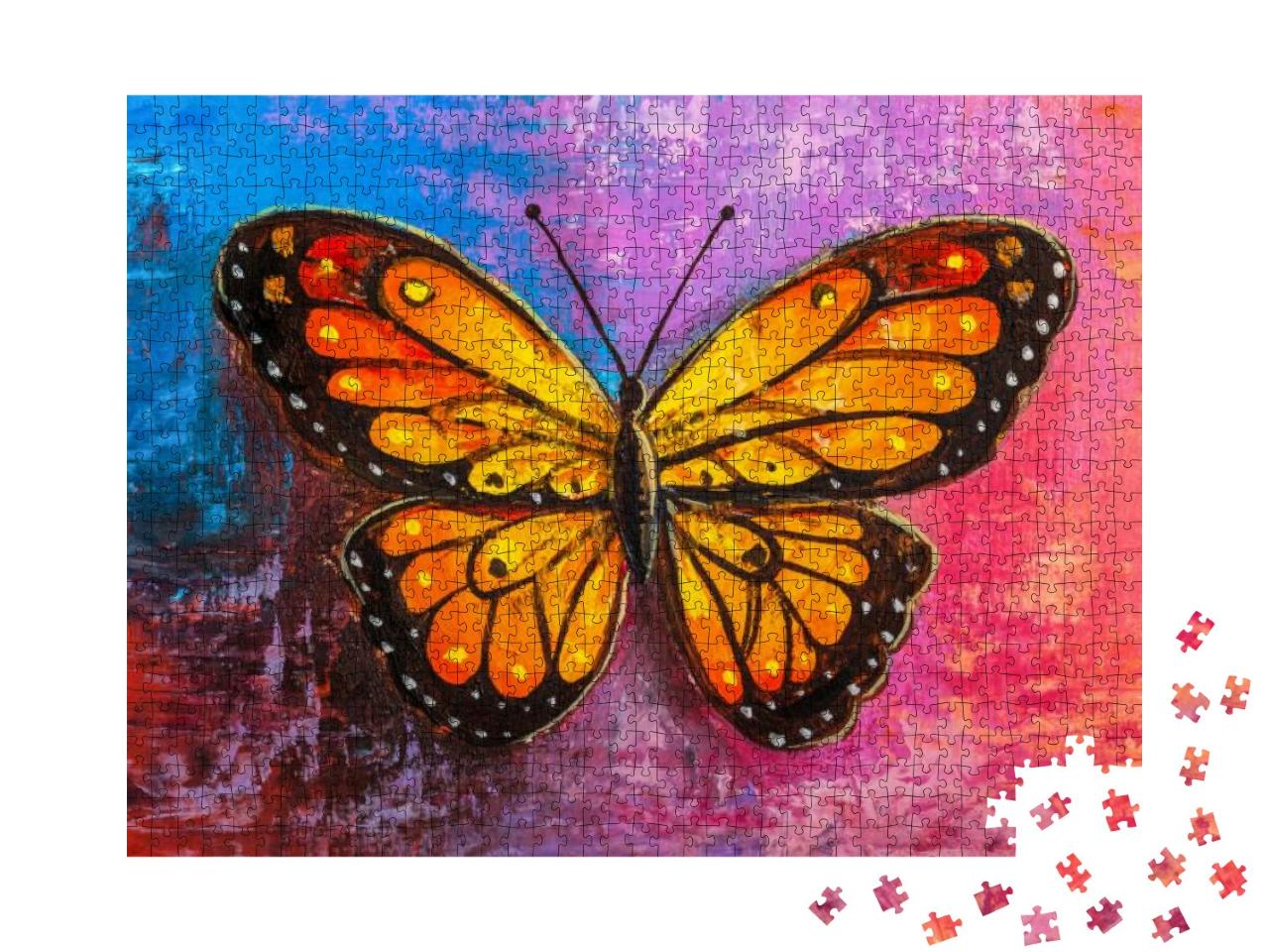 Oil Painting of Monarch Butterfly... Jigsaw Puzzle with 1000 pieces