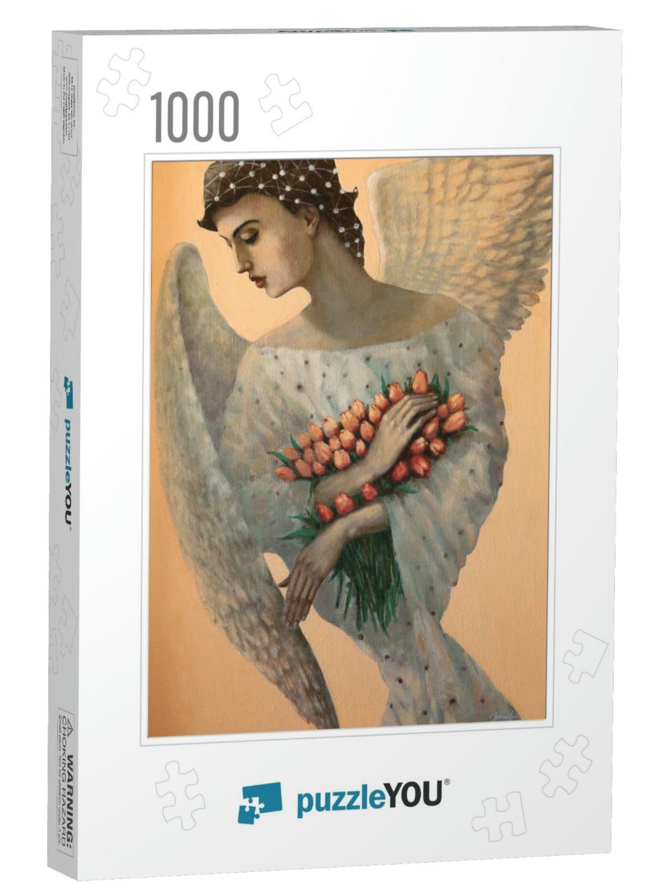 Angel, Original Oil Painting on Canvas... Jigsaw Puzzle with 1000 pieces