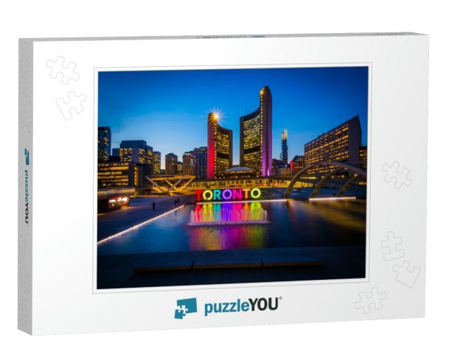 View of Nathan Phillips Square & Toronto Sign in Downtown... Jigsaw Puzzle