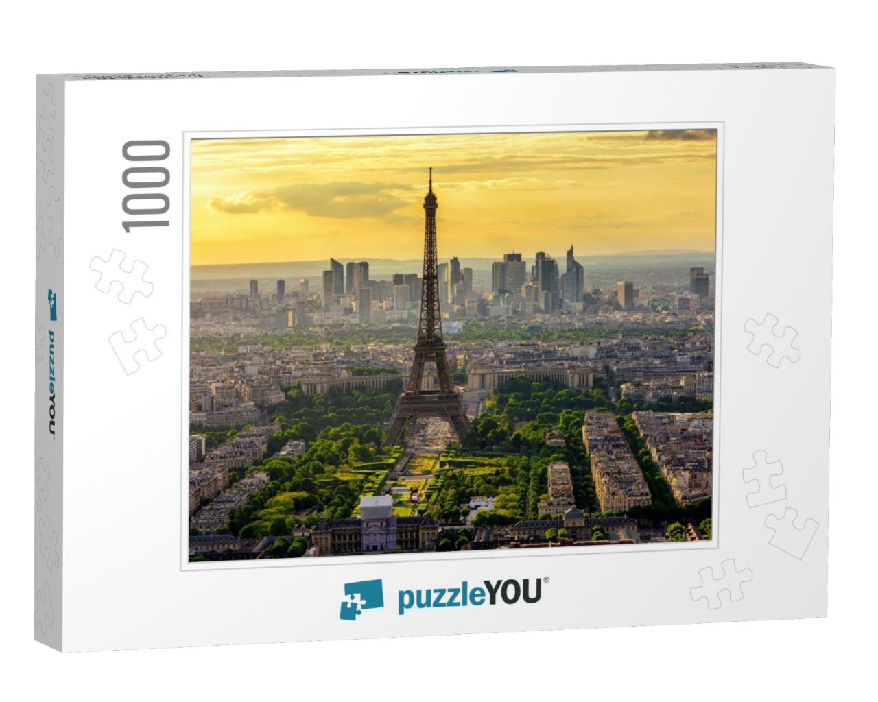 Skyline of Paris with Eiffel Tower At Sunset in Paris, Fr... Jigsaw Puzzle with 1000 pieces