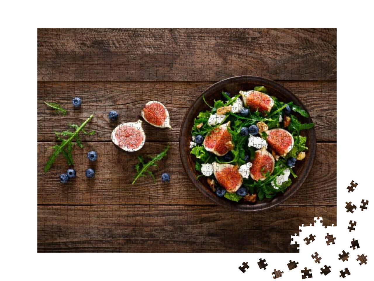 Fig Salad with Goat Cheese, Blueberry, Walnuts & Arugula... Jigsaw Puzzle with 1000 pieces