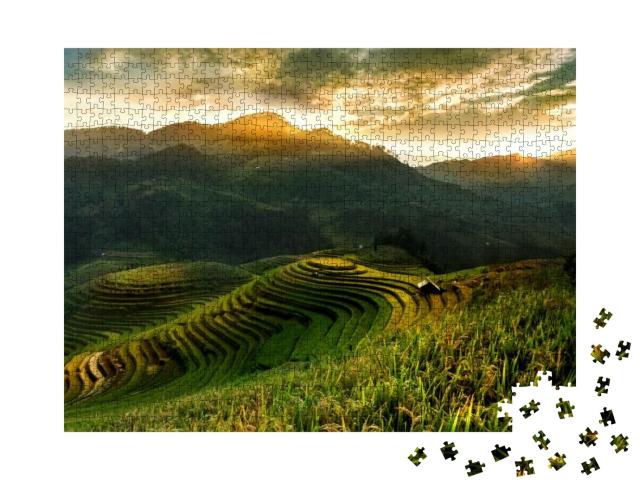 Rice Fields on Terraced of Mu Cang Chai, Yenbai, Vietnam... Jigsaw Puzzle with 1000 pieces