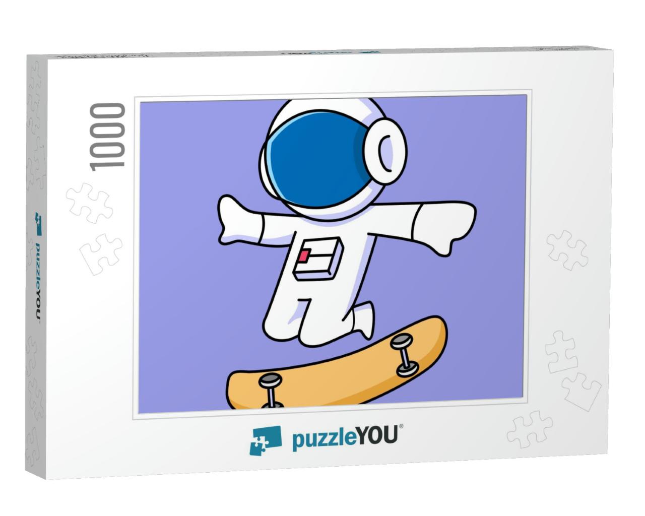 Cute Astronaut Playing Skateboard Cartoon Design... Jigsaw Puzzle with 1000 pieces