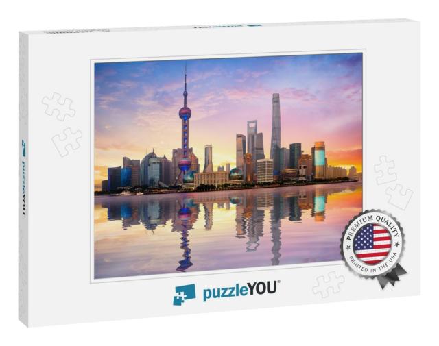 China Shanghai City Skyline At Dusk, Shanghai China... Jigsaw Puzzle