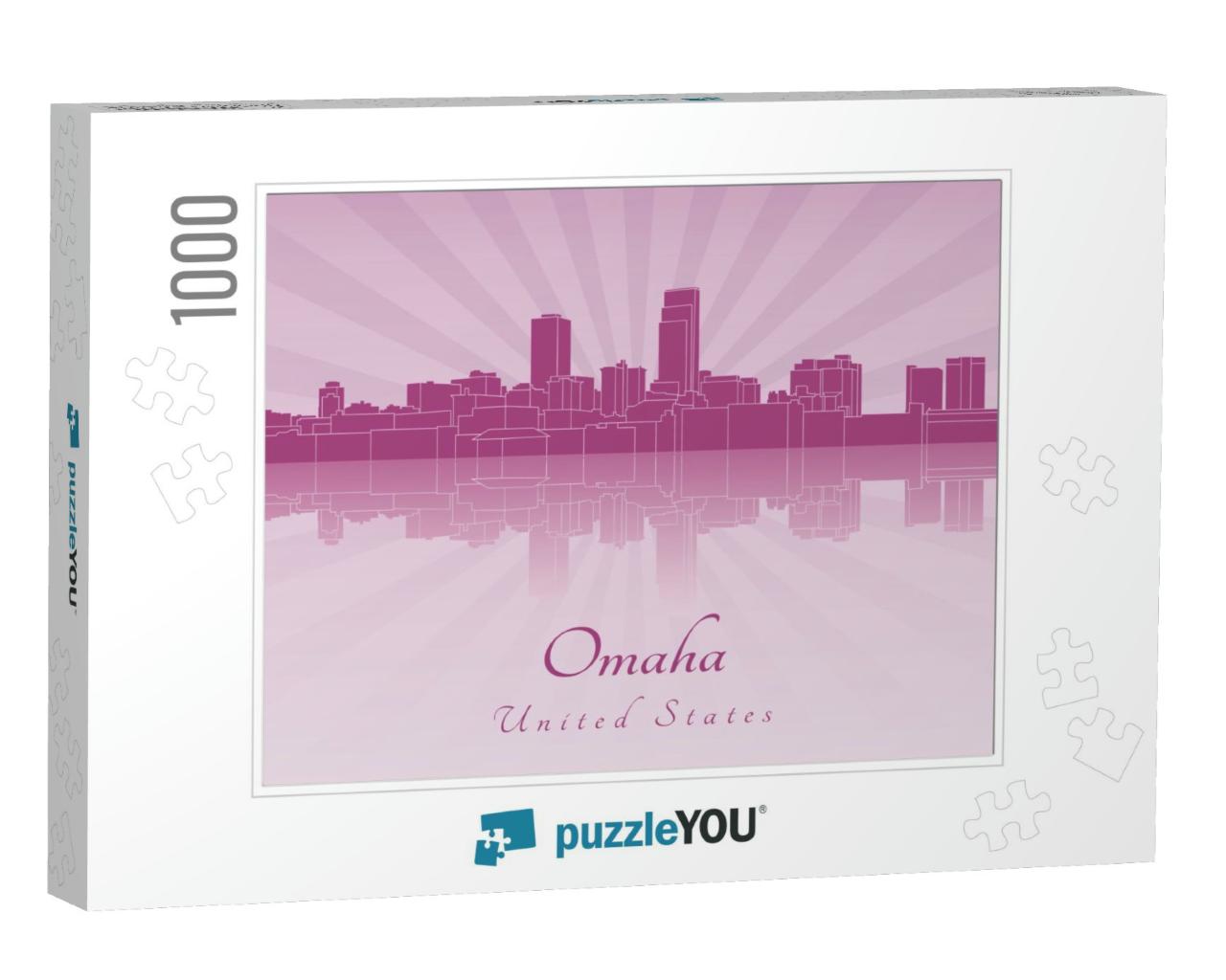 Omaha Skyline in Radiant Orchid in Editable Vector File... Jigsaw Puzzle with 1000 pieces
