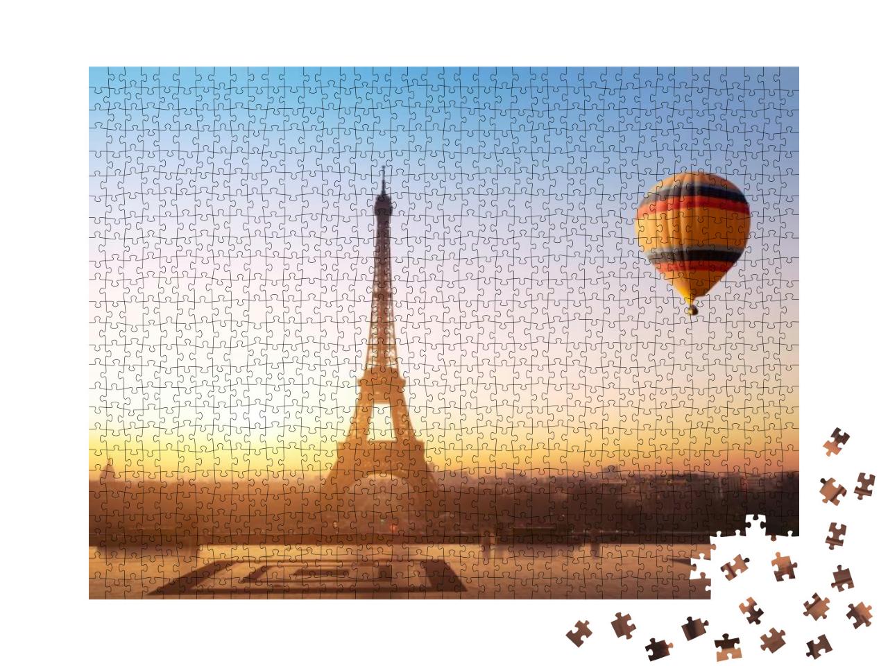 Travel Concept, Beautiful View of Hot Air Balloon Flying... Jigsaw Puzzle with 1000 pieces