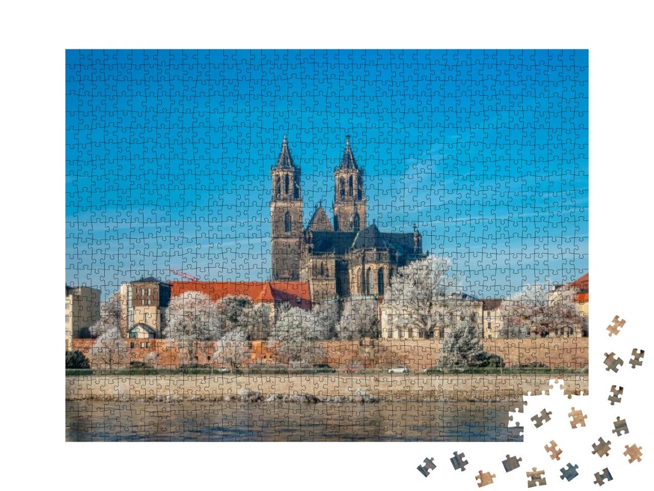 Magdeburg Historical Downtown in Winter with Icy Trees &... Jigsaw Puzzle with 1000 pieces